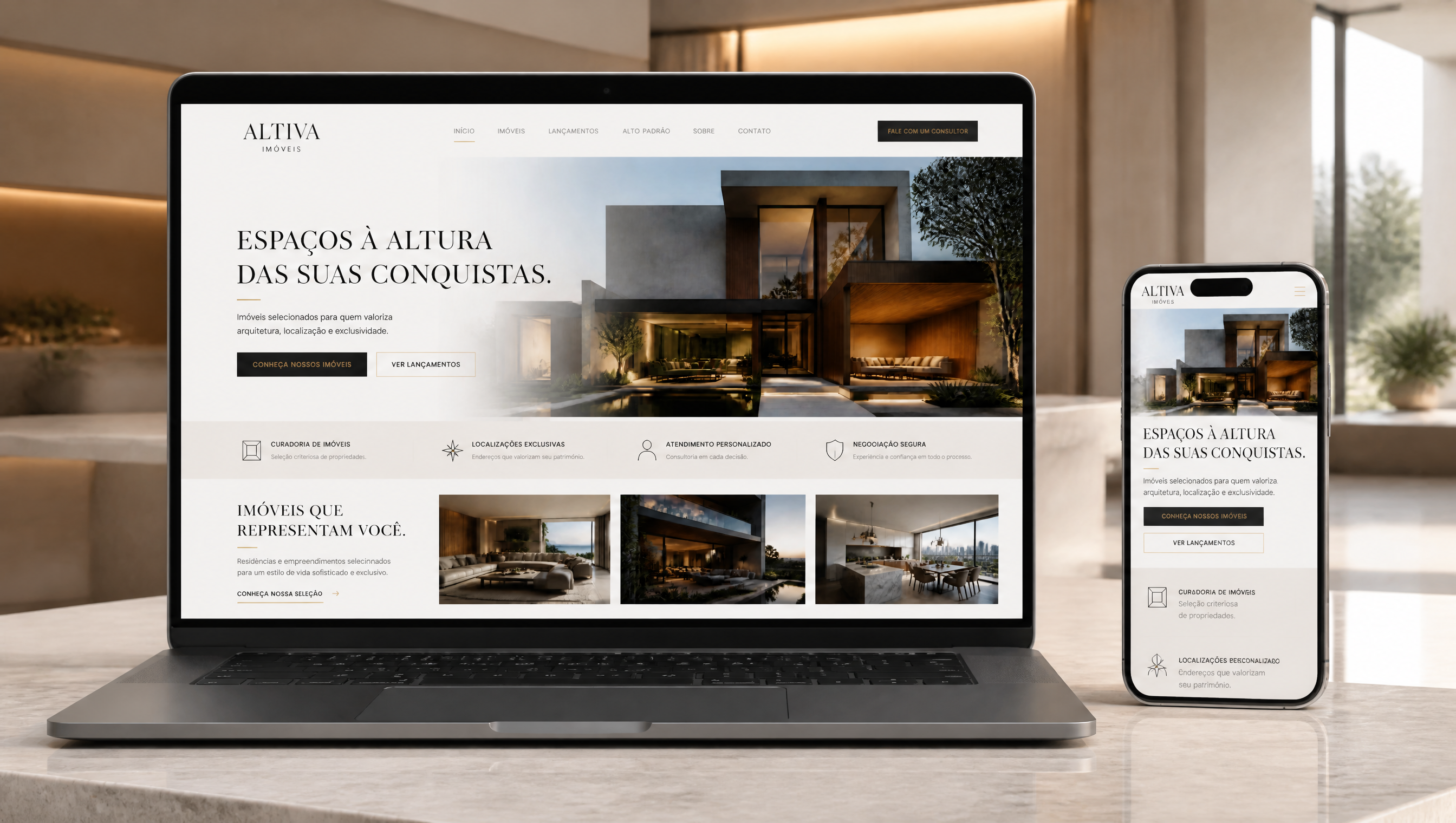 Altiva Imóveis — website imobiliário de alto padrão