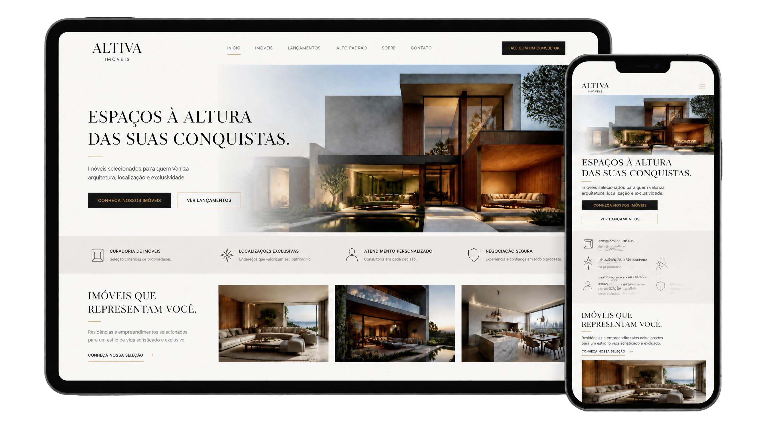 Apresentação responsiva do website Altiva Imóveis