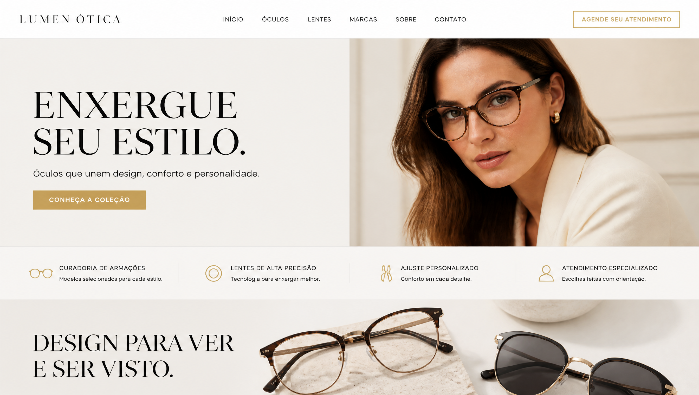 Website Lumen Ótica em versão desktop