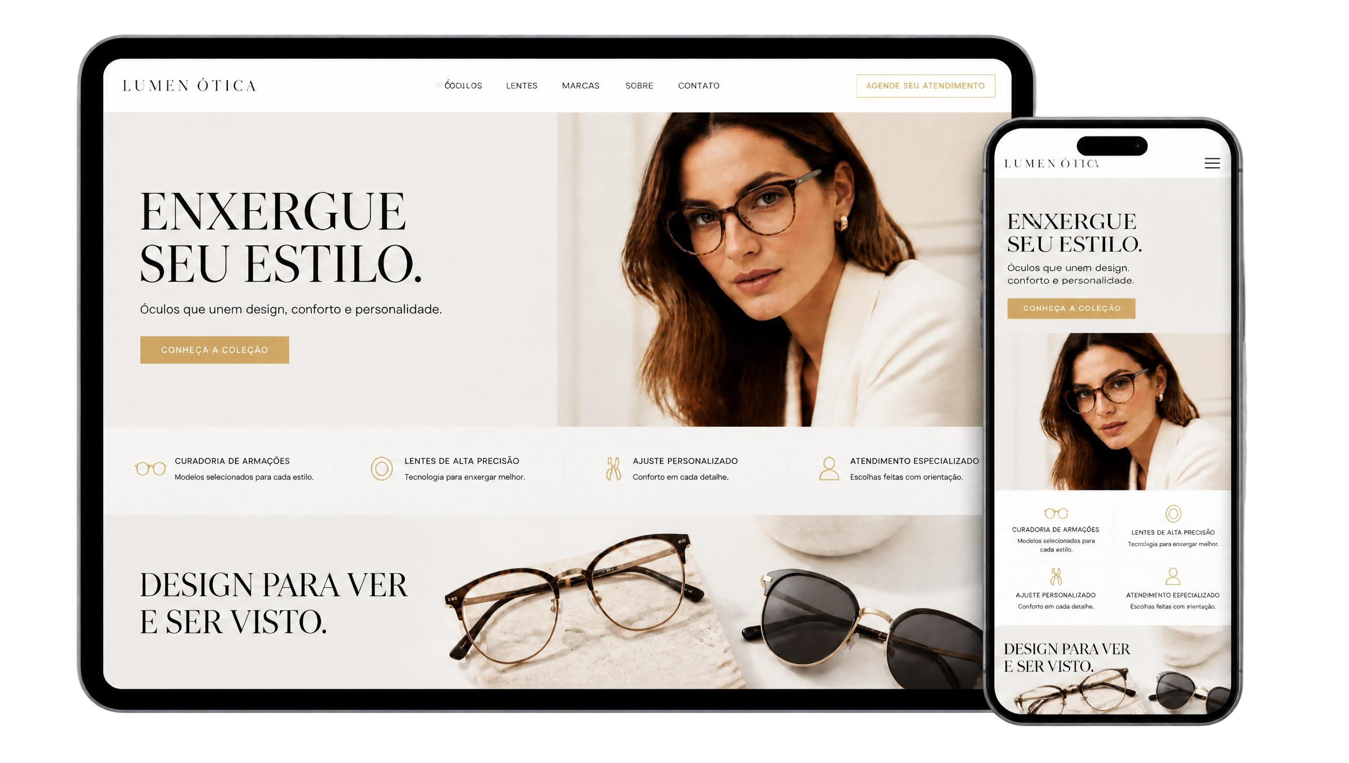 Website Lumen Ótica em versão mobile