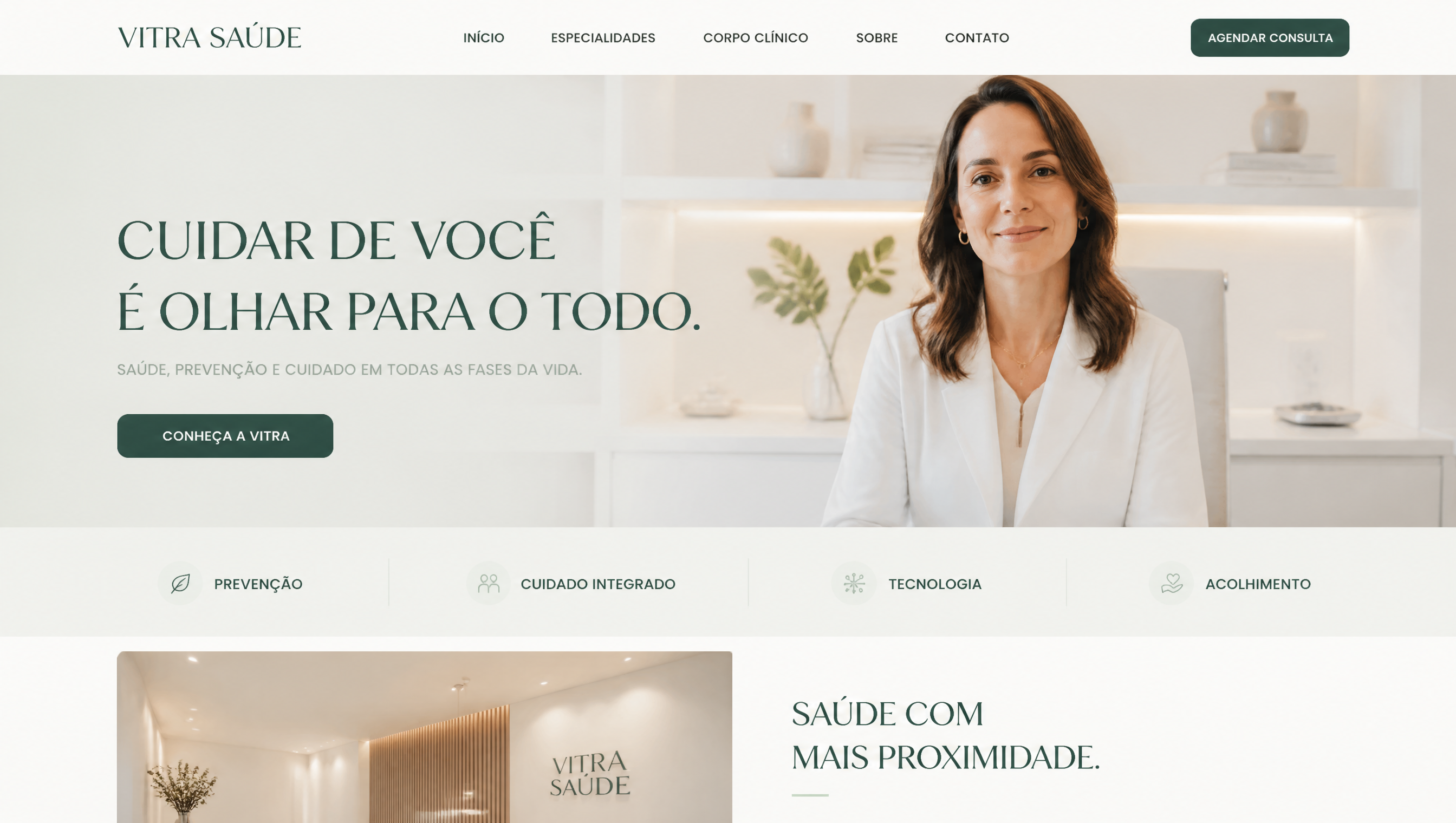 Website Vitra Saúde em versão desktop