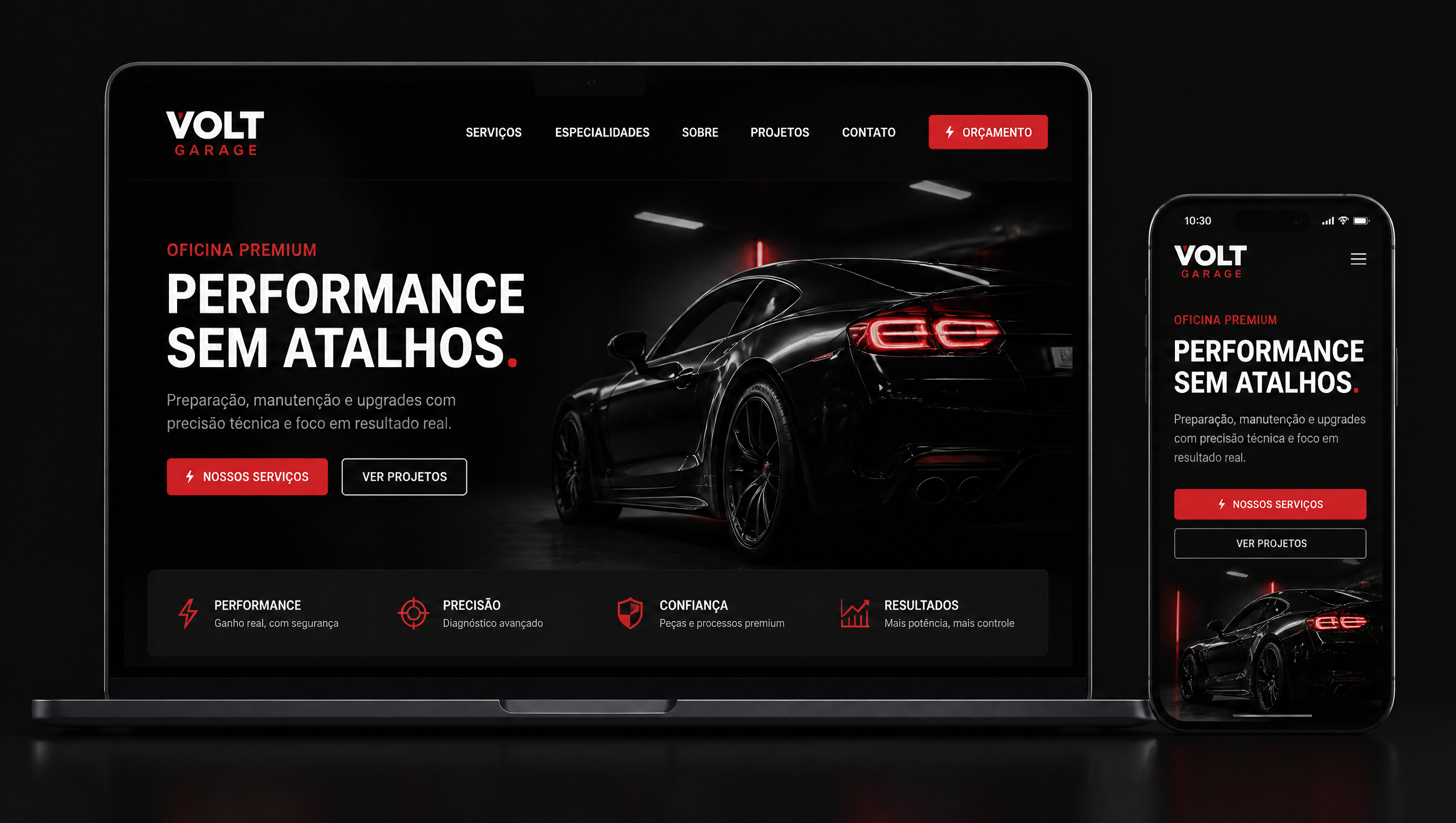 Volt Garage — website automotivo e performance